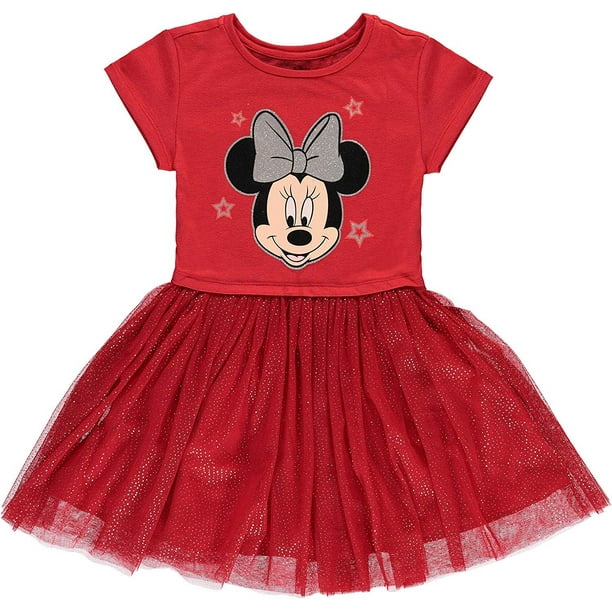 Disney Store Minnie Mouse Girl's Black Mesh Fancy Party Dress Red Bows Ruffles